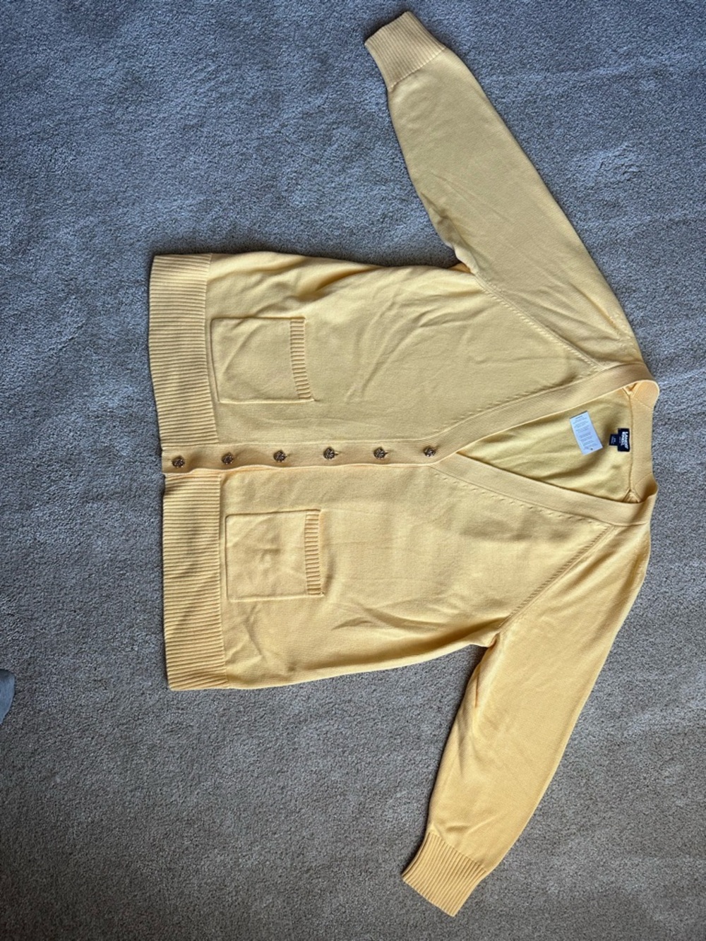 Lands' End Yellow Women’s Cotton V-Neck Cardigan